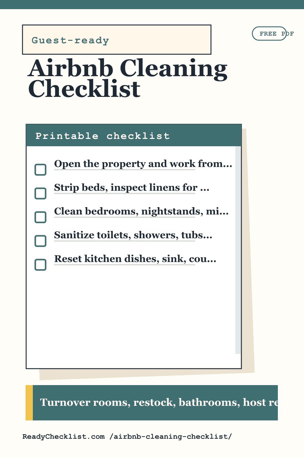 Airbnb Cleaning Checklist printable checklist preview image
