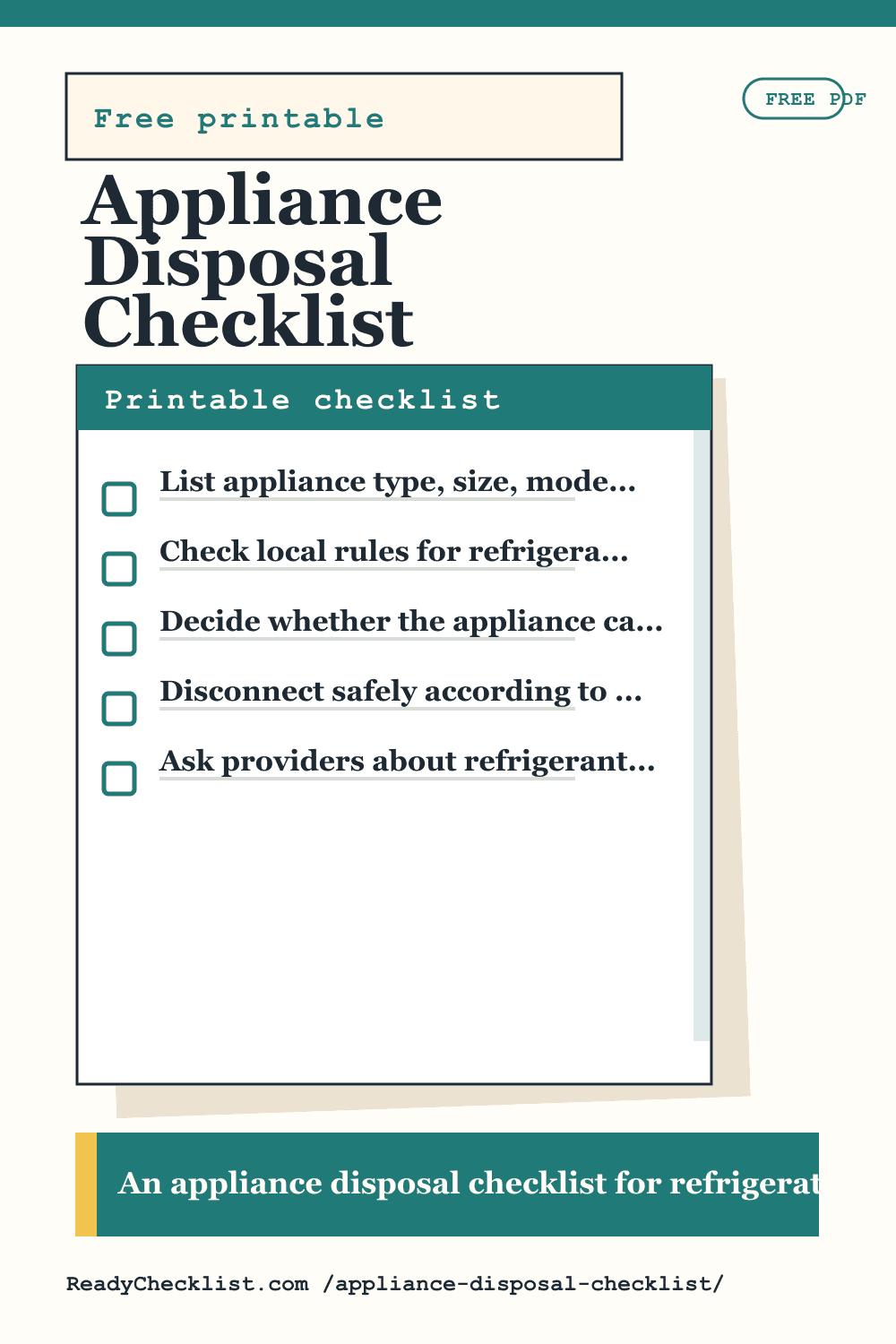 Appliance Disposal Checklist printable checklist preview image