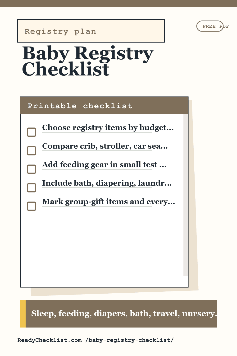 Baby Registry Checklist printable checklist preview image