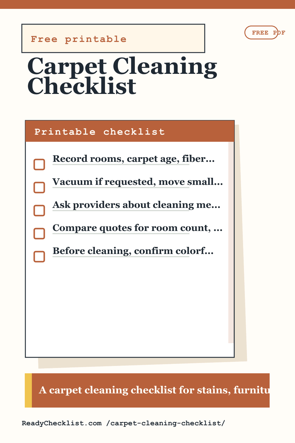Carpet Cleaning Checklist printable checklist template preview