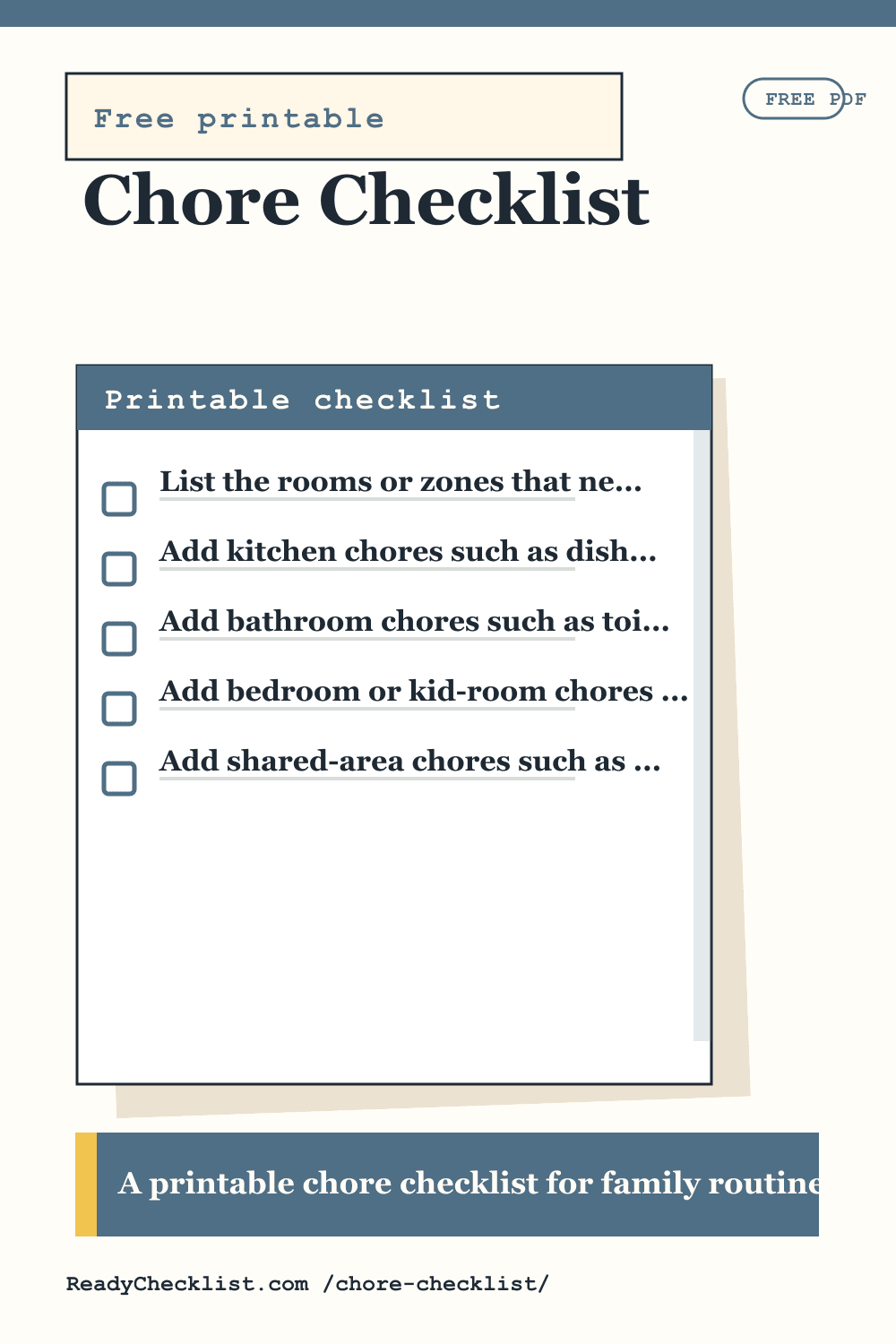 Chore Checklist printable checklist template preview