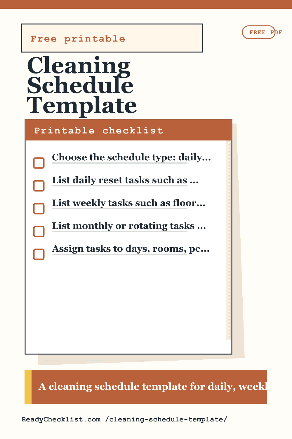 Cleaning Schedule Template printable checklist preview image