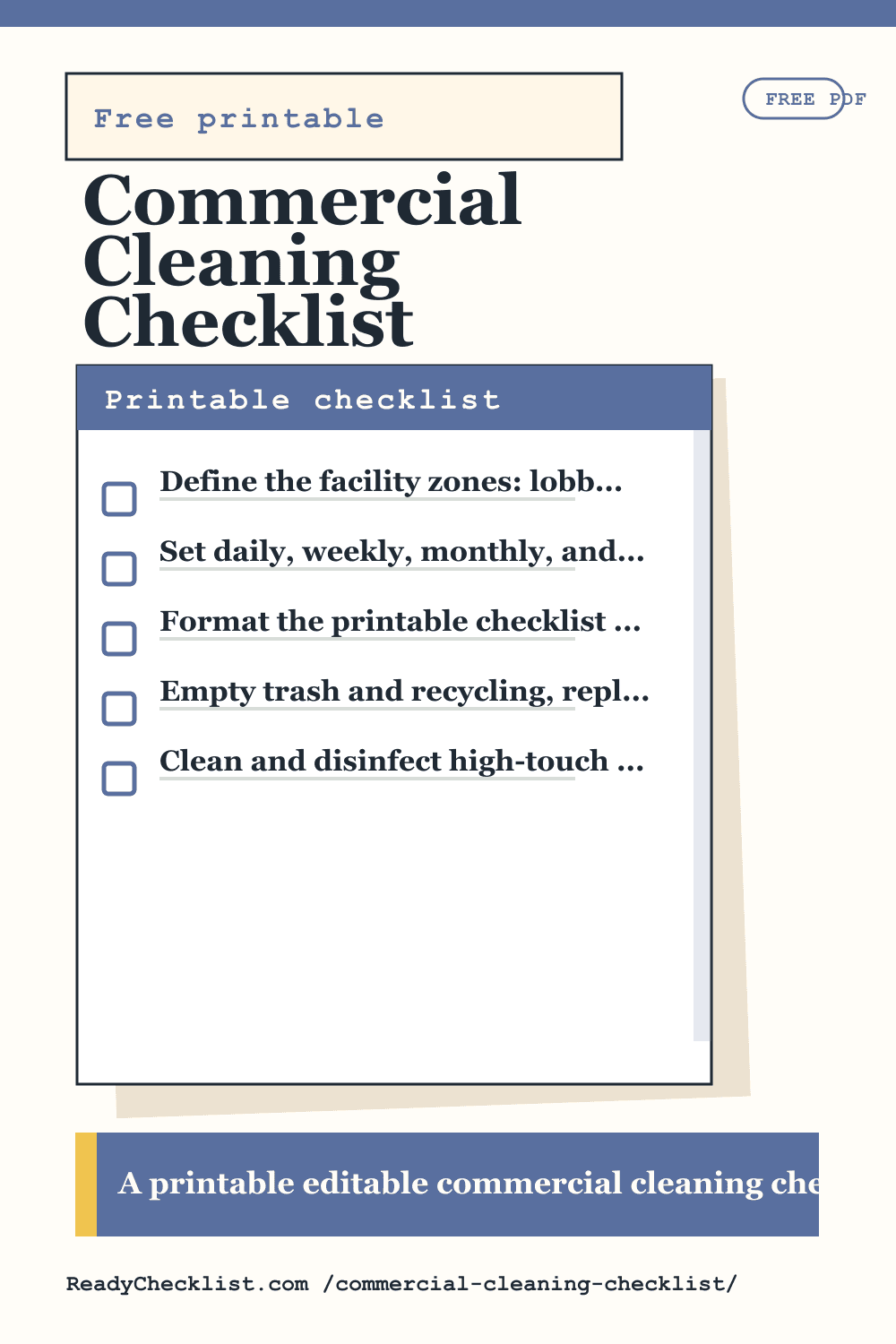 Commercial Cleaning Checklist printable checklist template preview