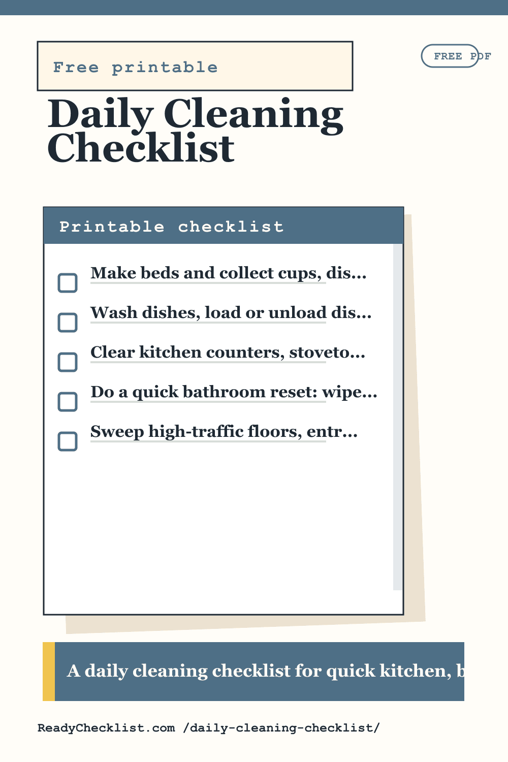 Daily Cleaning Checklist printable checklist preview image