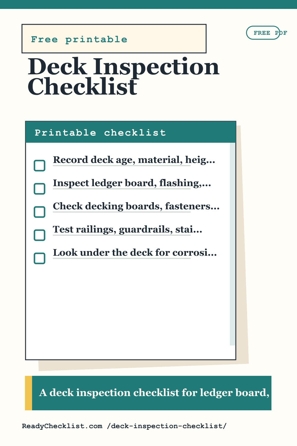 Deck Inspection Checklist printable checklist template preview
