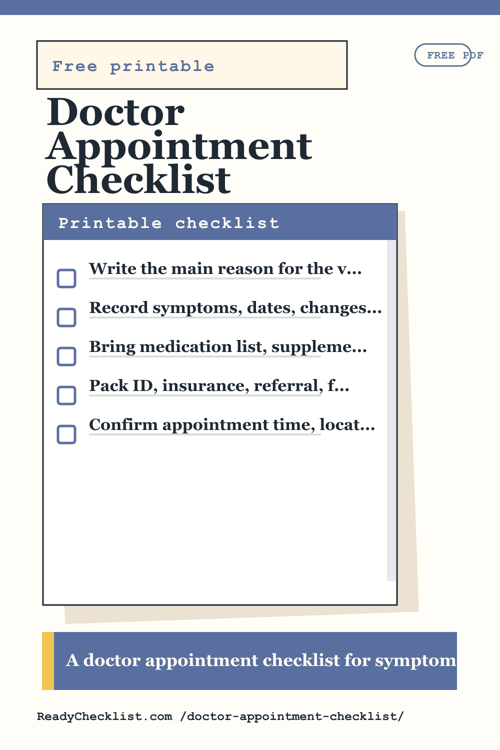 Doctor Appointment Checklist printable checklist template preview