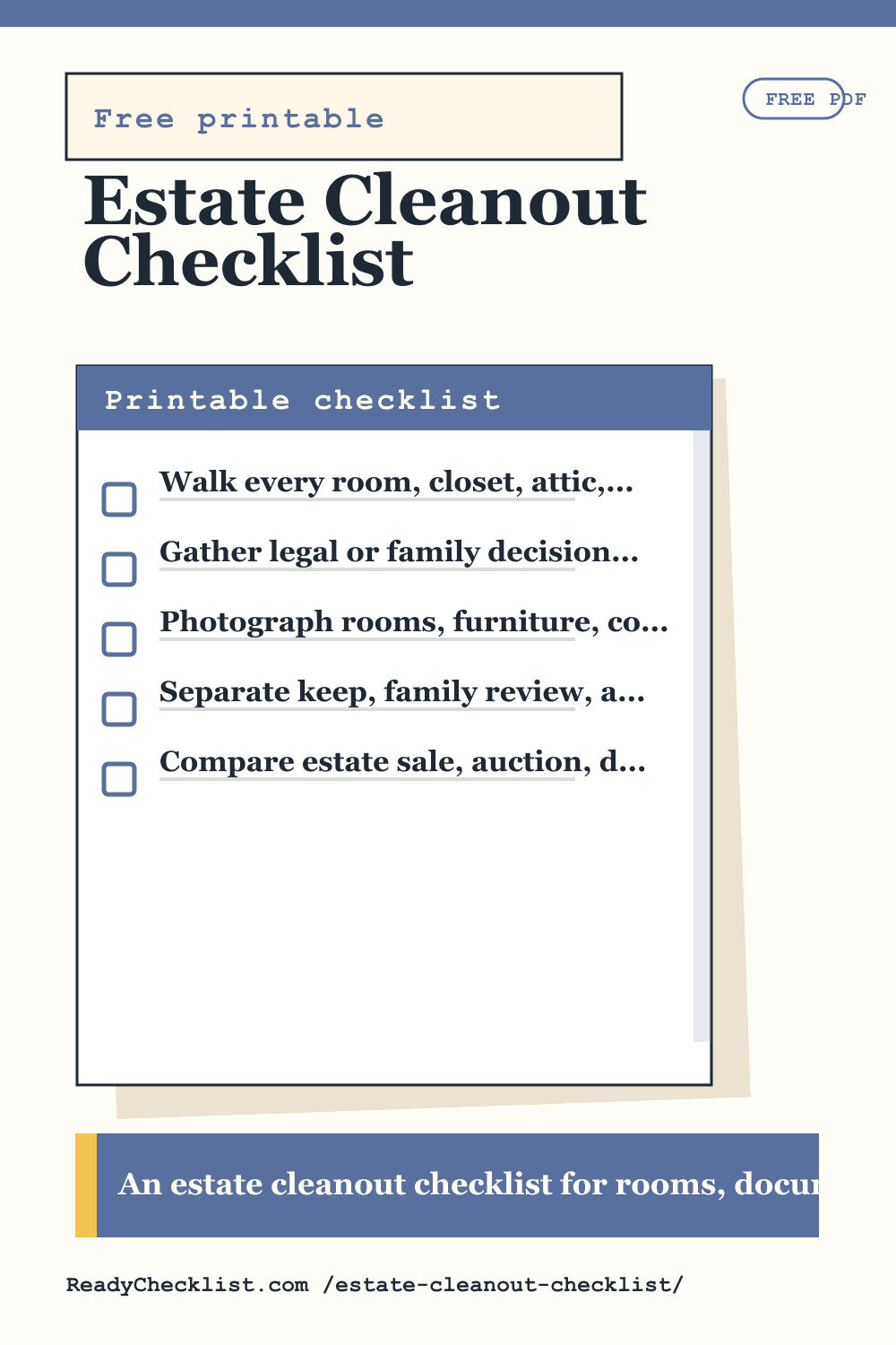 Estate Cleanout Checklist printable checklist template preview