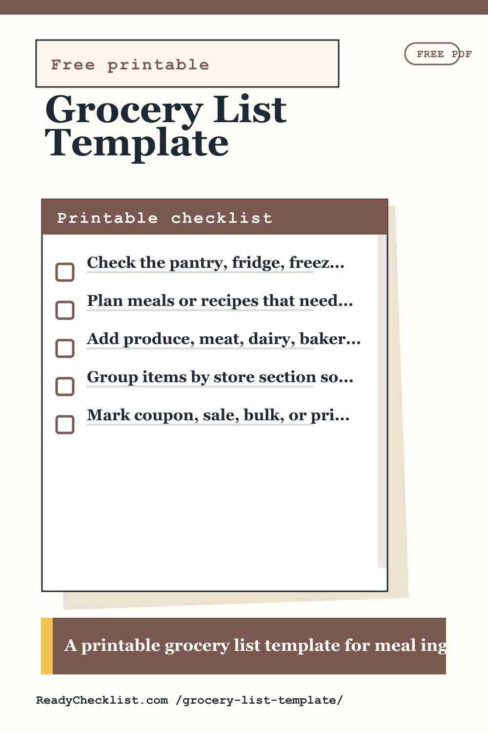 Grocery List Template printable checklist template preview