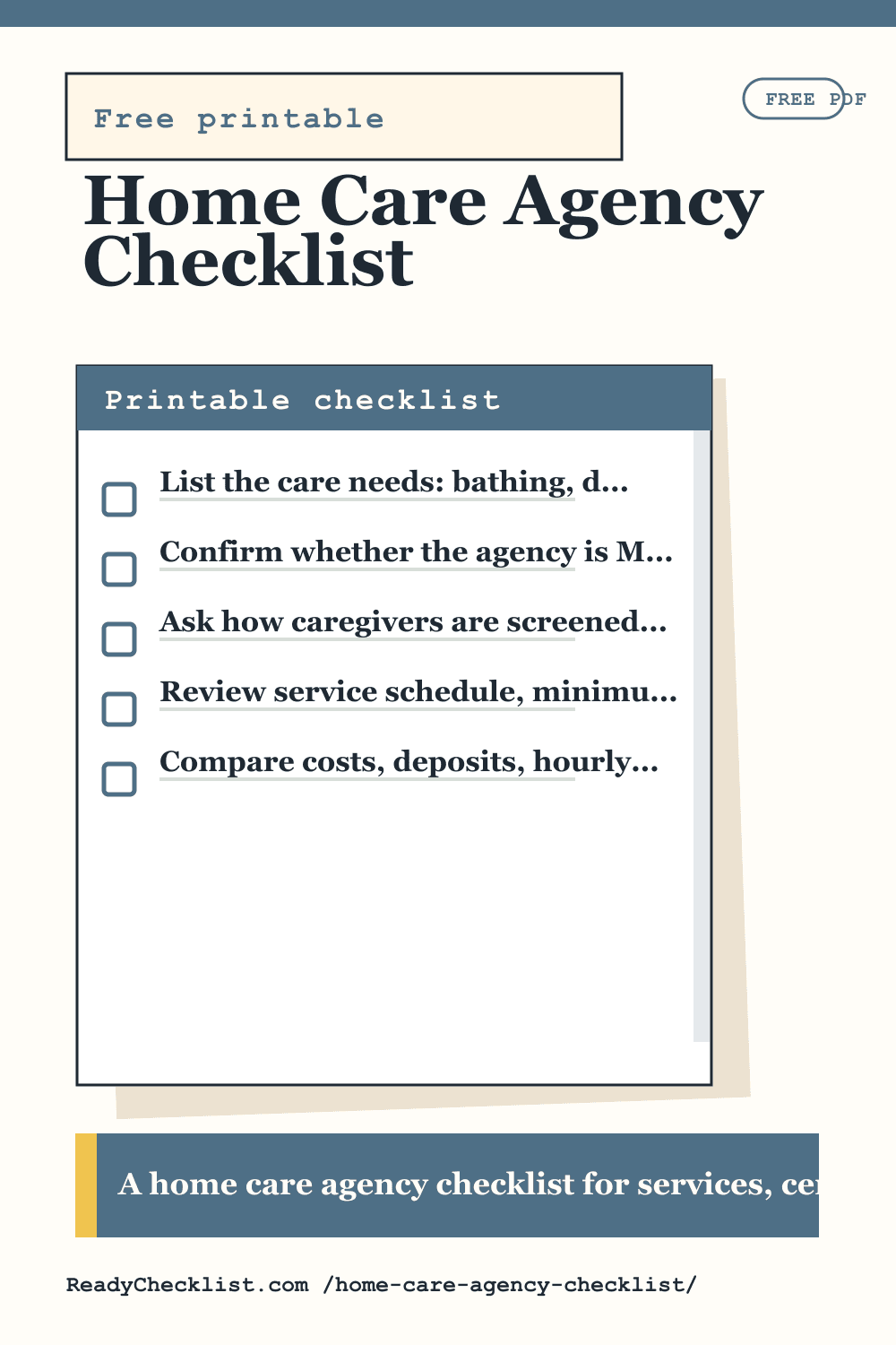 Home Care Agency Checklist printable checklist template preview