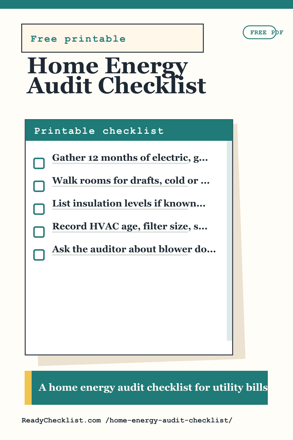 Home Energy Audit Checklist printable checklist template preview