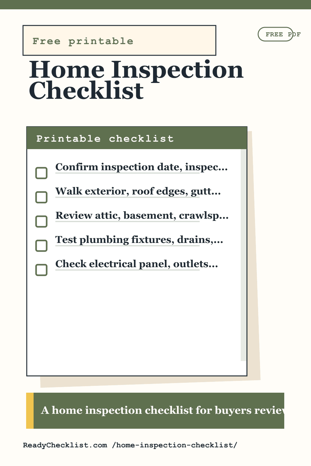 Home Inspection Checklist printable checklist preview image