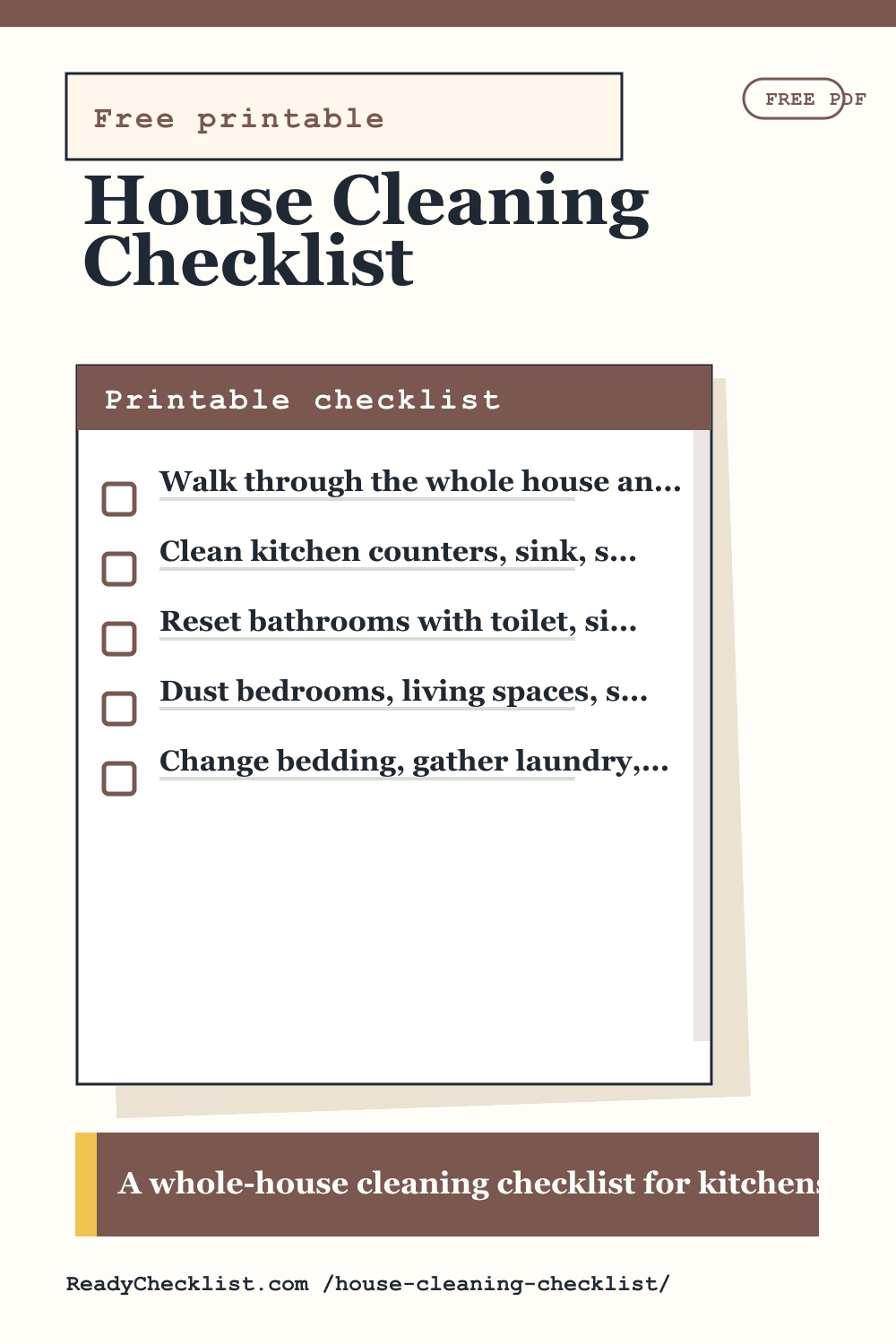 House Cleaning Checklist printable checklist preview image