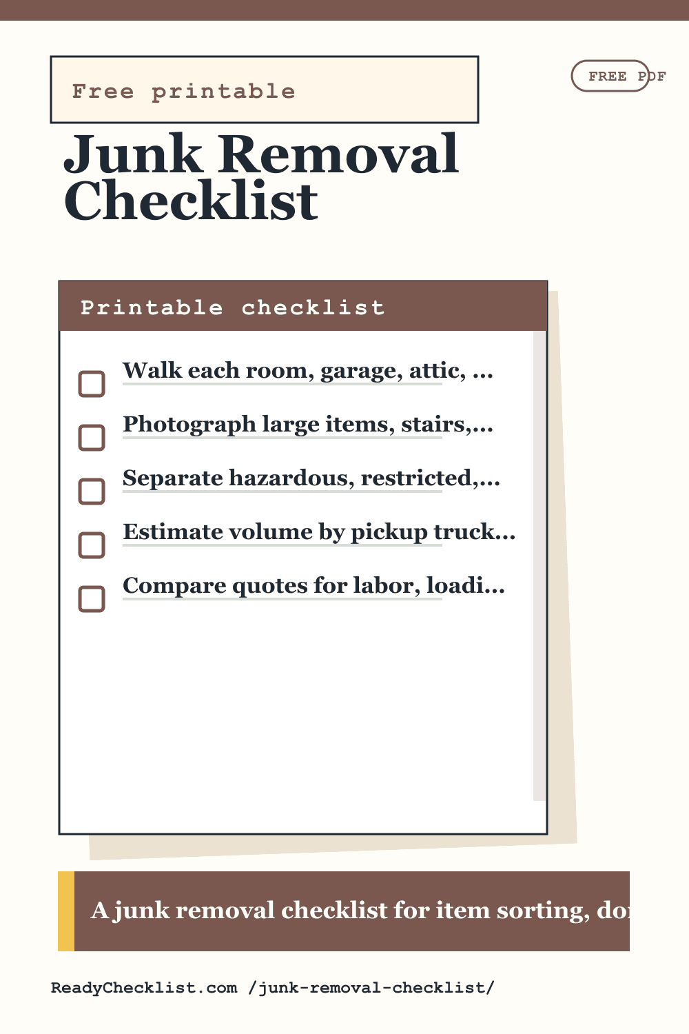Junk Removal Checklist printable checklist preview image