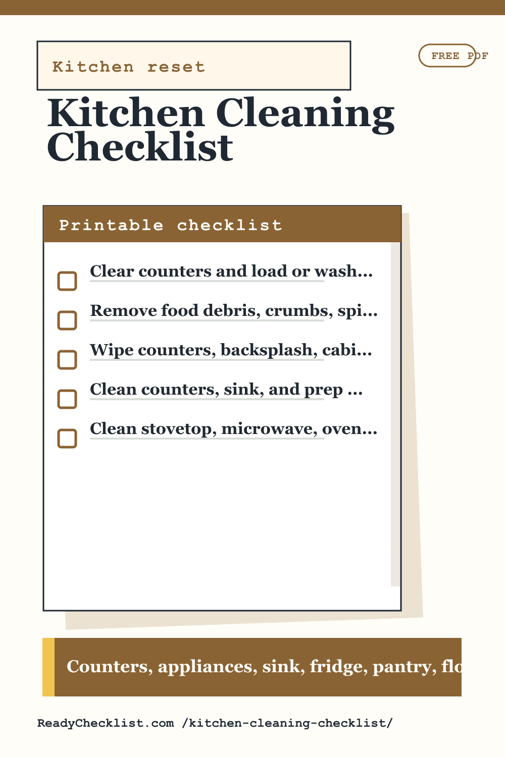 Kitchen Cleaning Checklist printable checklist preview image