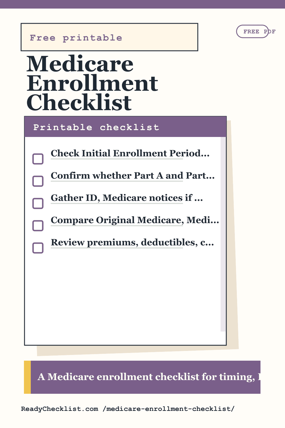 Medicare Enrollment Checklist printable checklist preview image