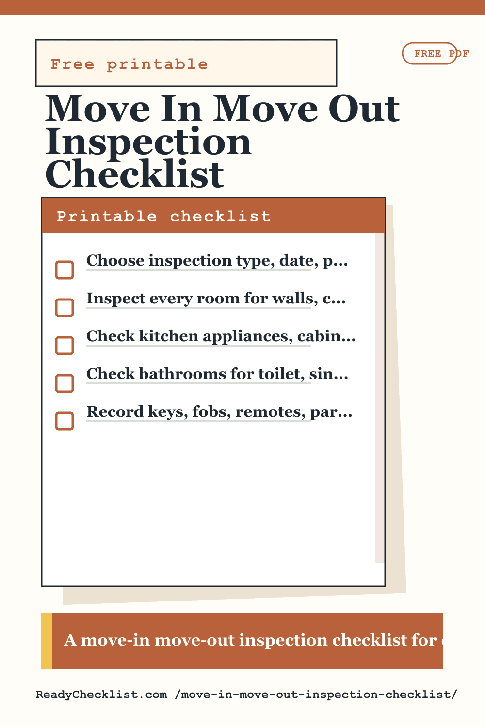 Move In Move Out Inspection Checklist printable checklist template preview