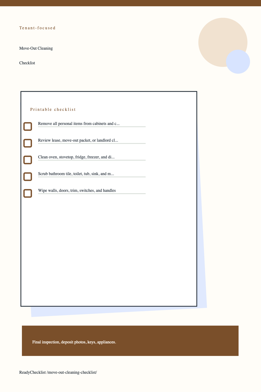 Move Out Cleaning Checklist printable checklist template preview