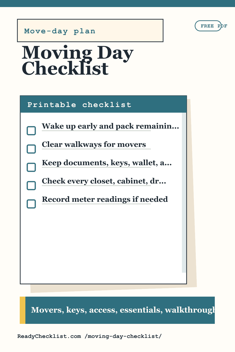 Moving Day Checklist printable checklist template preview