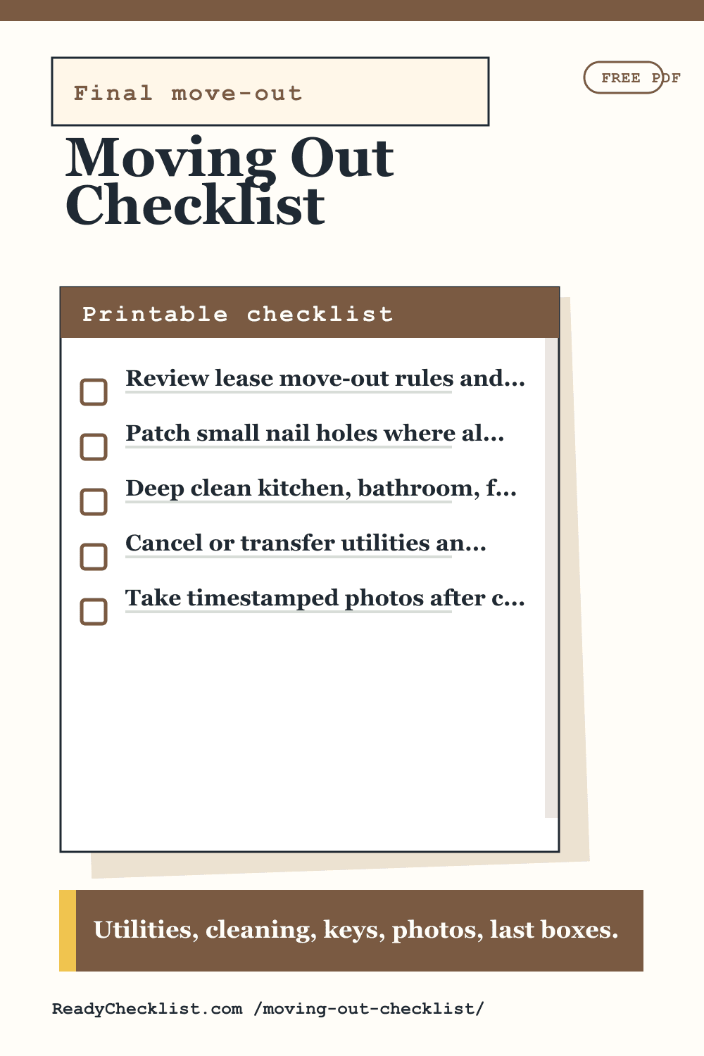 Moving Out Checklist printable checklist template preview