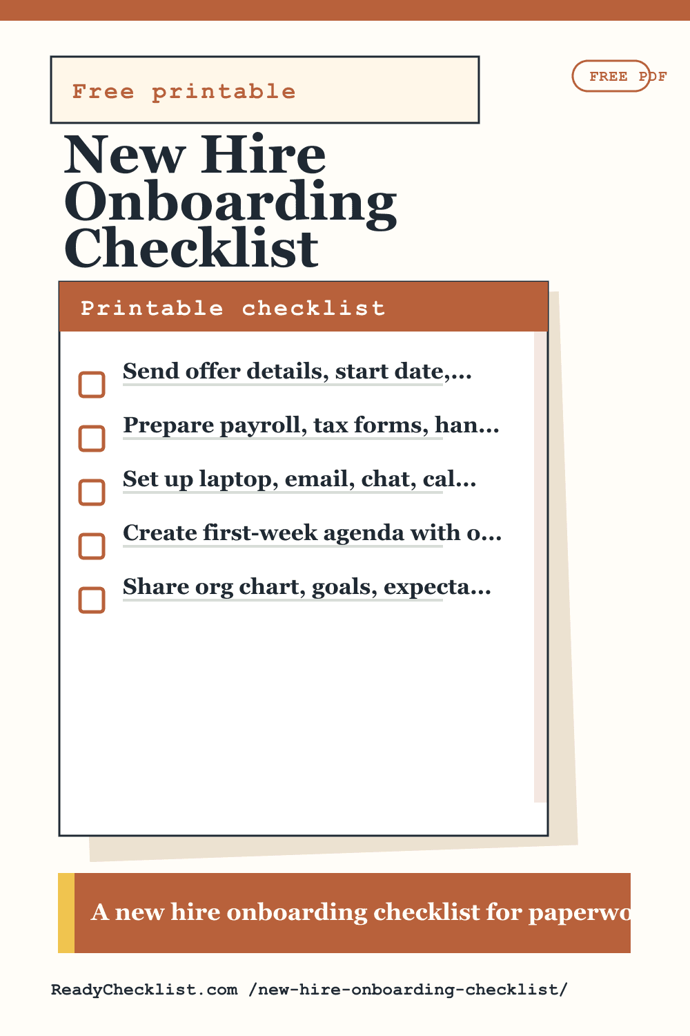 New Hire Onboarding Checklist printable checklist preview image