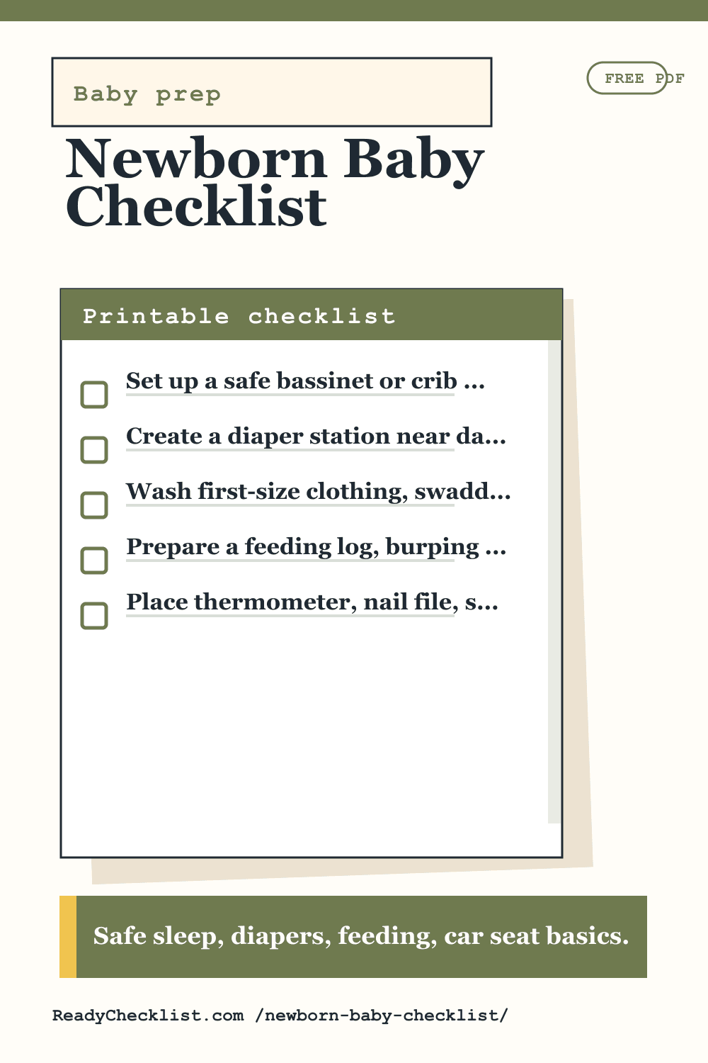 Newborn Baby Checklist printable checklist template preview