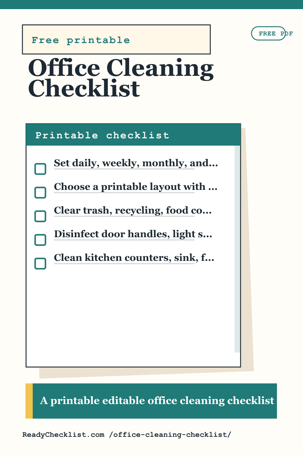 Office Cleaning Checklist printable checklist template preview