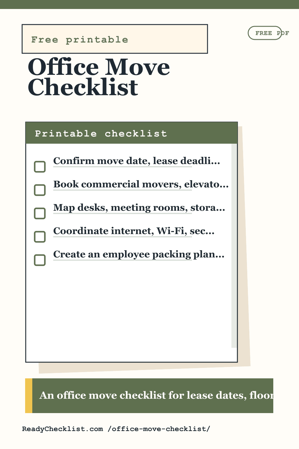 Office Move Checklist printable checklist preview image