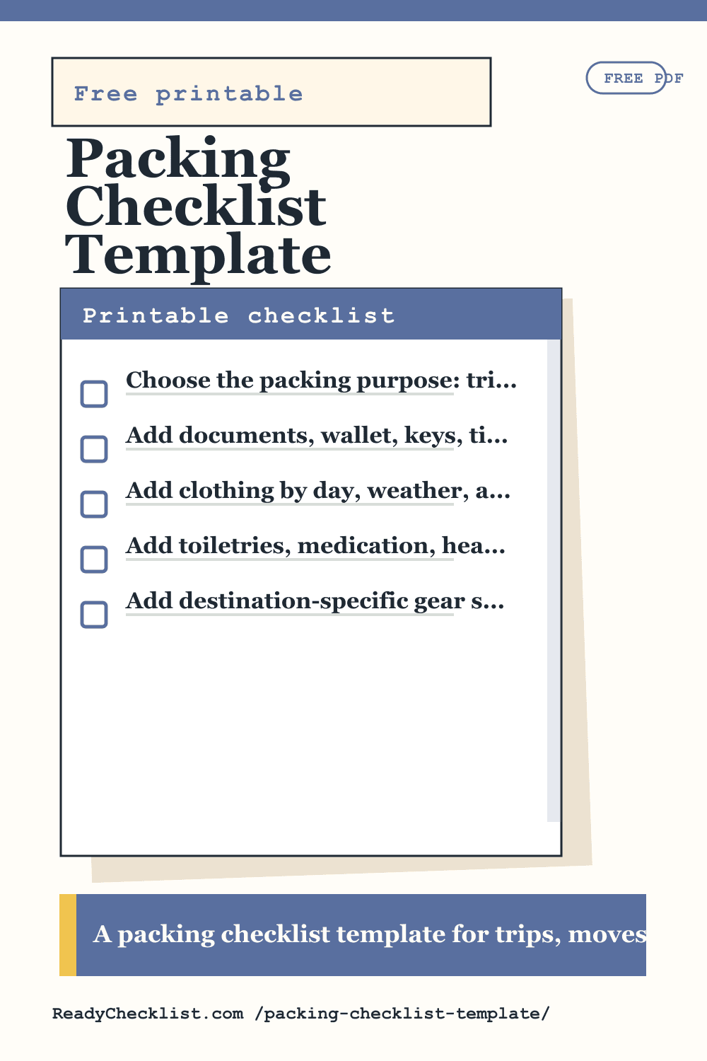 Packing Checklist Template printable checklist template preview