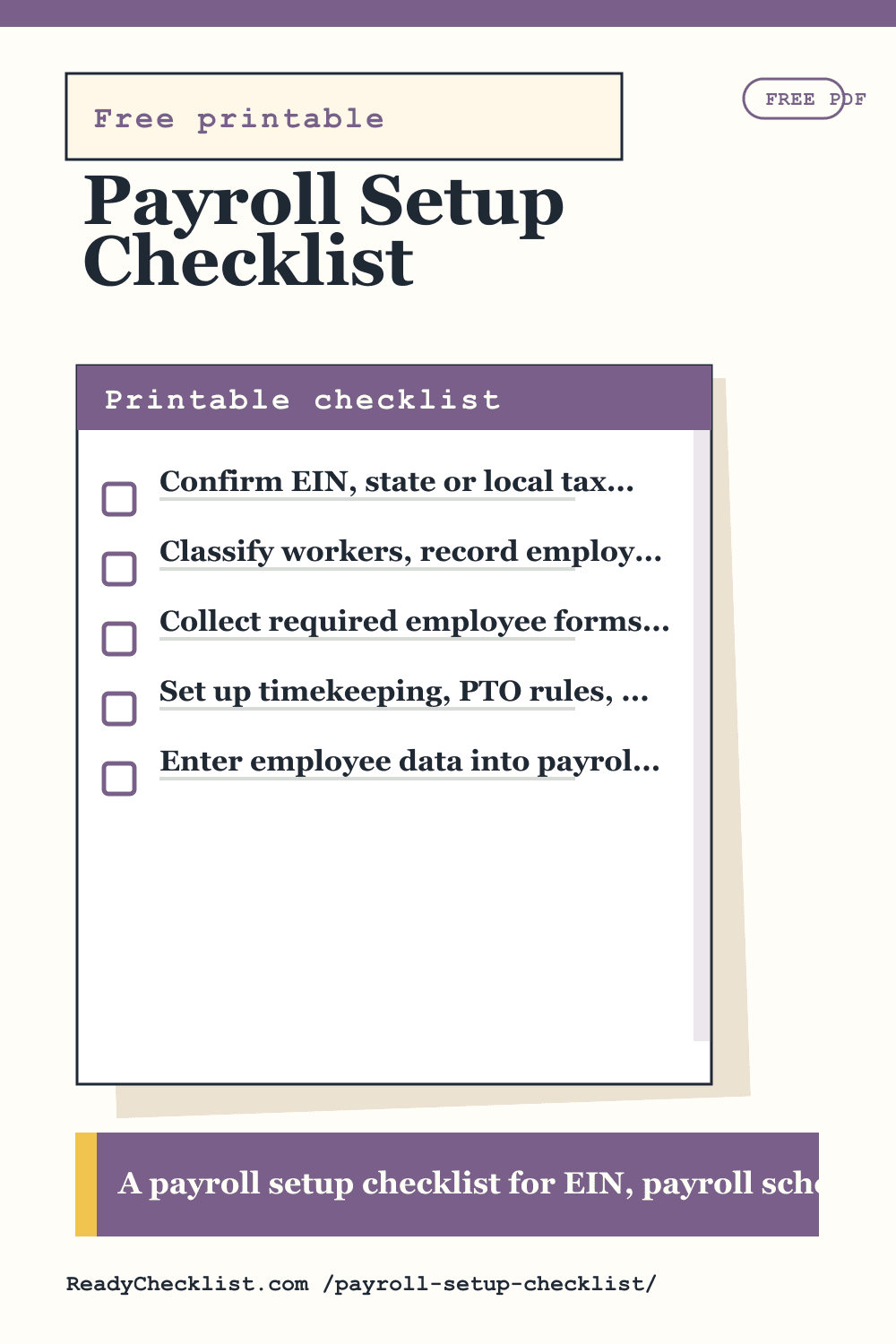 Payroll Setup Checklist printable checklist template preview