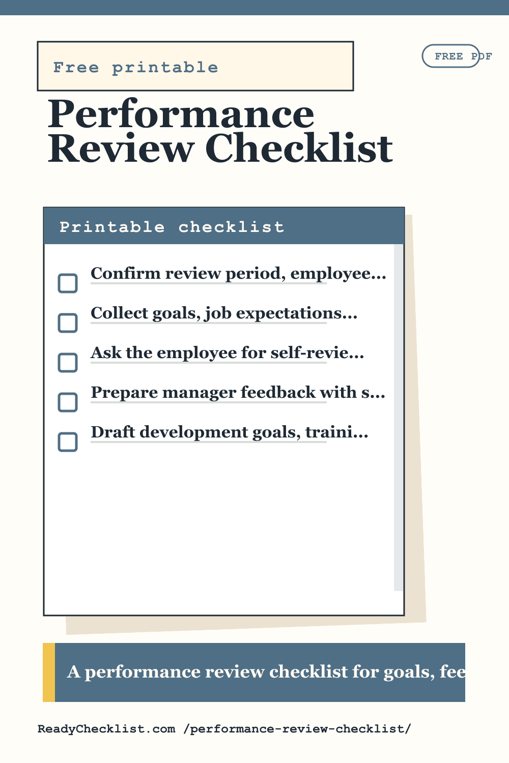 Performance Review Checklist printable checklist template preview