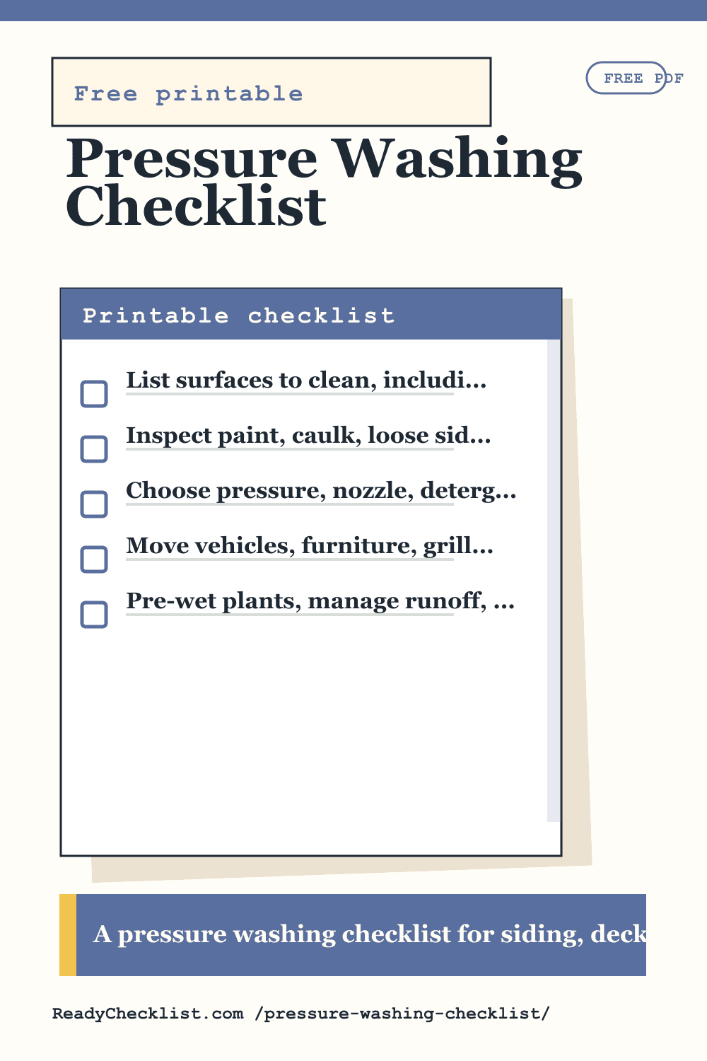 Pressure Washing Checklist printable checklist template preview
