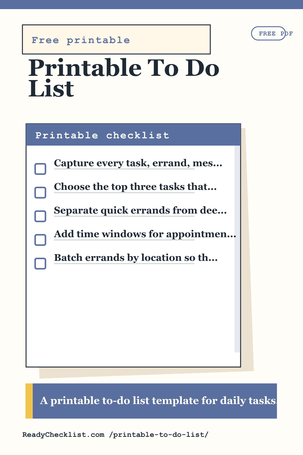 Printable To Do List printable checklist template preview