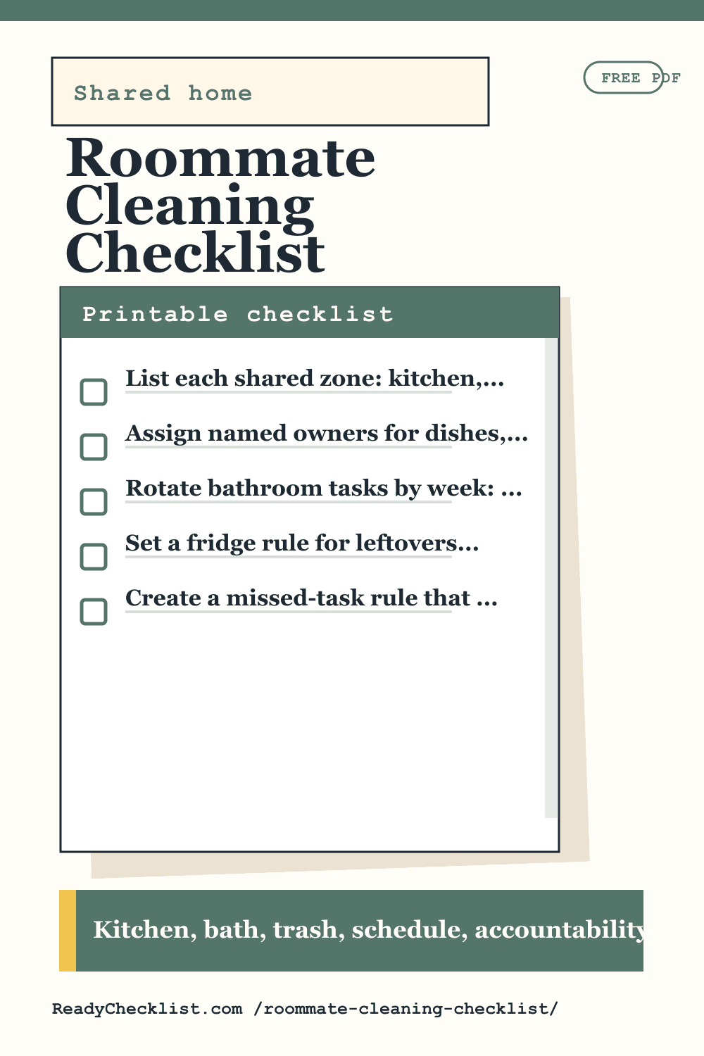Roommate Cleaning Checklist printable checklist preview image