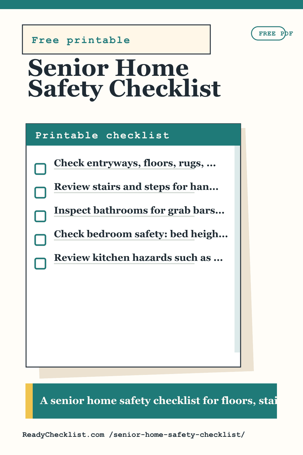 Senior Home Safety Checklist printable checklist template preview