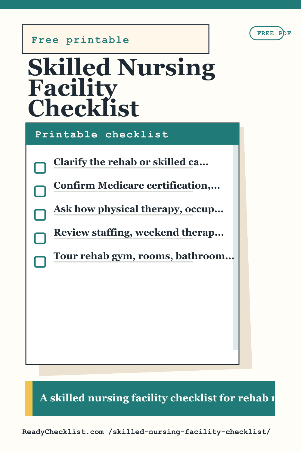 Skilled Nursing Facility Checklist printable checklist template preview