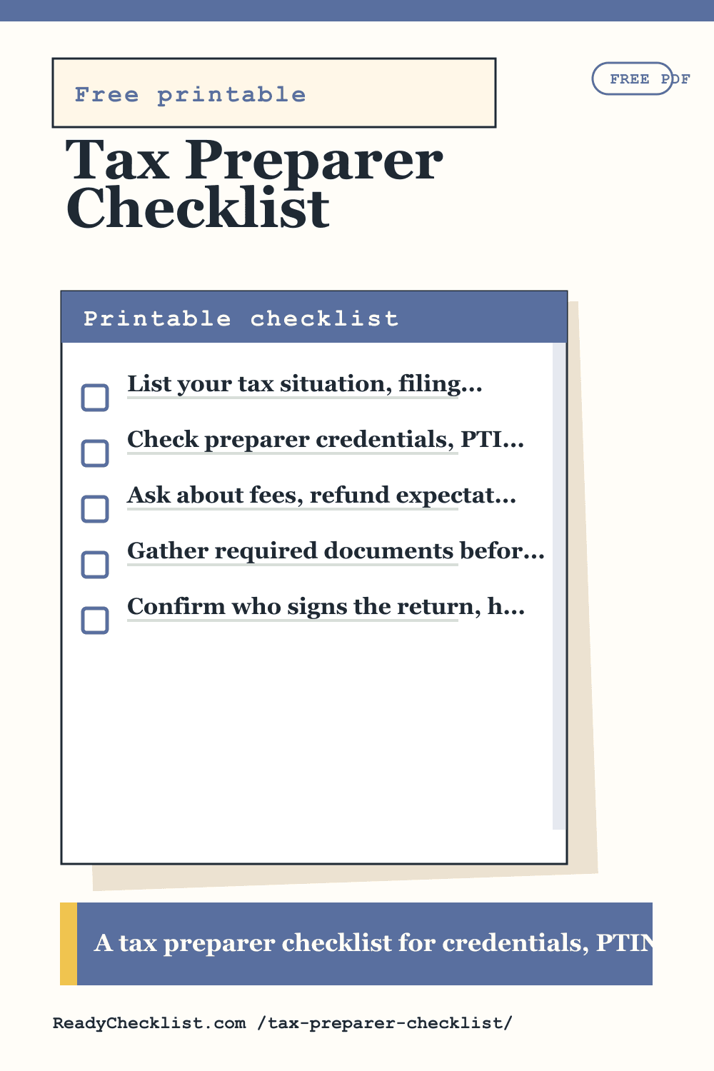 Tax Preparer Checklist printable checklist template preview