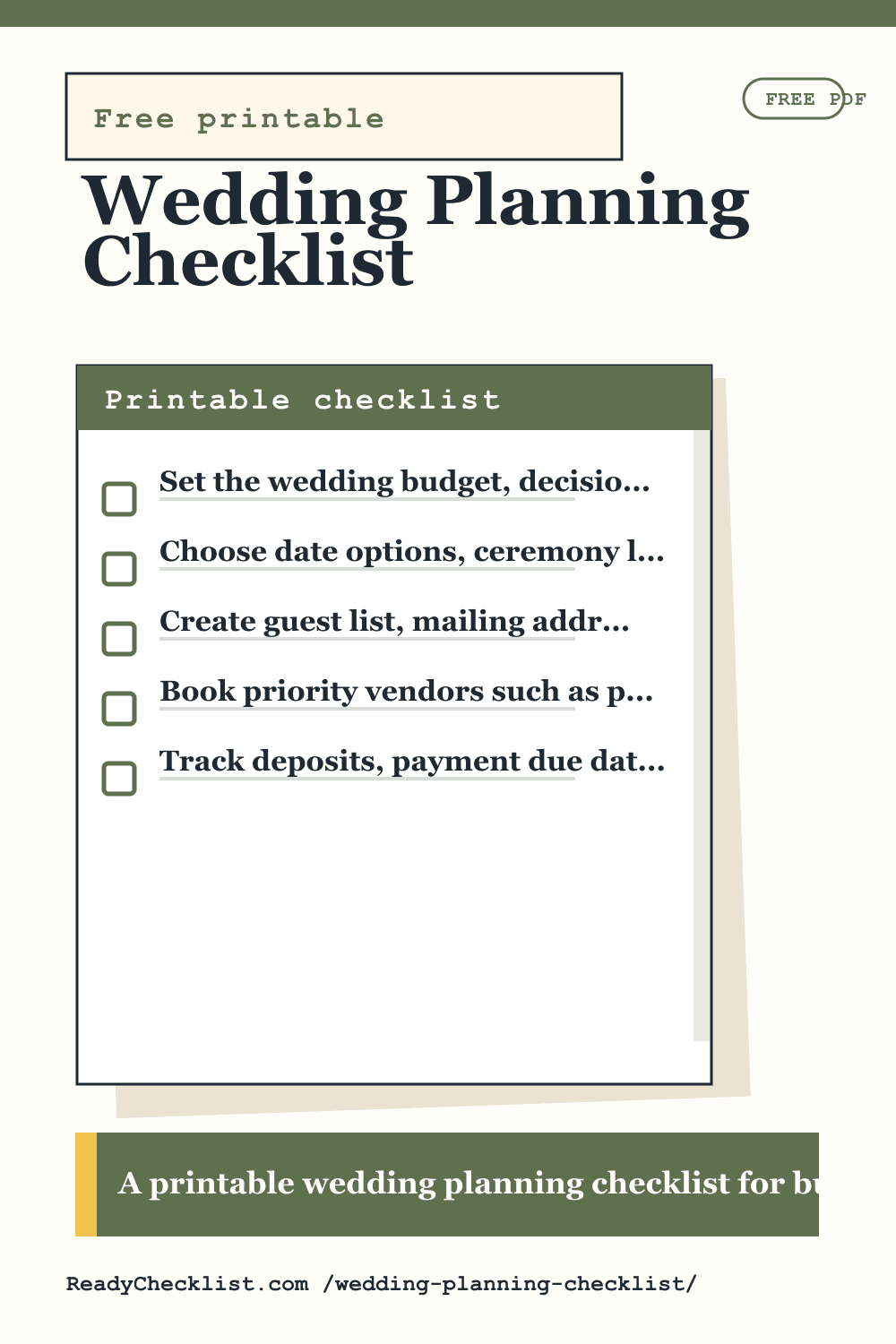 Wedding Planning Checklist printable checklist template preview