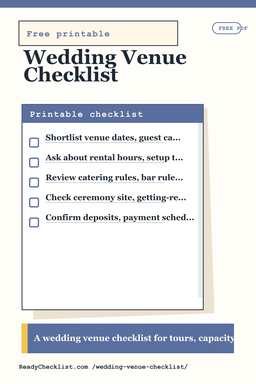 Wedding Venue Checklist printable checklist preview image
