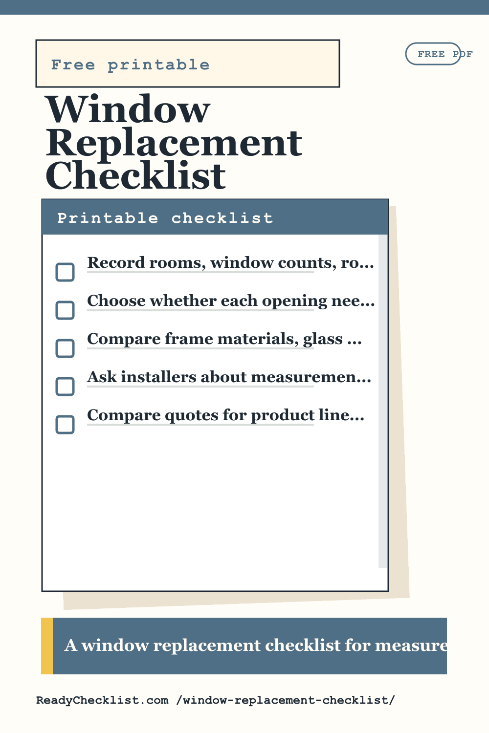 Window Replacement Checklist printable checklist template preview